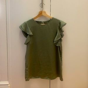 Zara flutter sleeve sage green size S